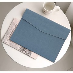 File Folder, PU Leather Document Holder File Organizer A4 A Blue Style 1