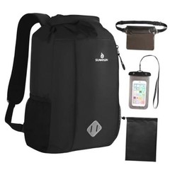 Dry Bag Backpack, 20L Dry Bag Waterproof with Waist Pouch and Phone Black