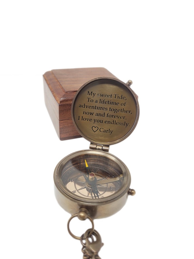 PERSONALIZED COMPASS, Nautical Compass, Engraved Compass, Pouch or Box option