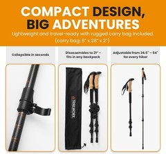 3K Carbon Fiber Adjustable Trekking Poles Set of 2 Lightweight 24.5″-54″