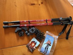 The Fit Life Hiking/Trekking/Walking Sticks | Red Aluminum Adjustable Poles