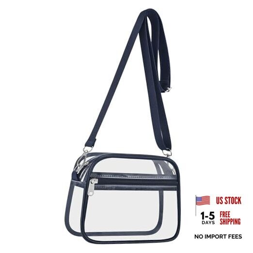 Clear Bag for Stadium Events Clear Sports Fan Handbags Purses Large Navy Blue