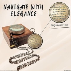Vintage Brass Locket Compass with Wooden Box Case – Your Elegant Pathfinder