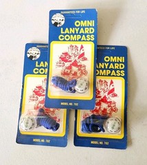 3 Vintage OMNI Supply LANYARD COMPASS Model No. 702 New Old Stock