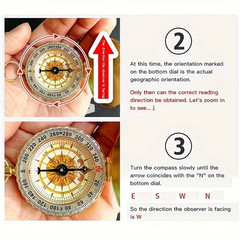1/2Pcs Brass Pocket Compass for Camping Hiking Water-Resistant Handheld Navigati