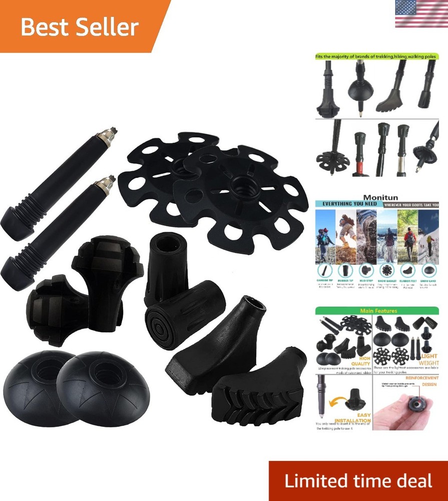 12-Pack Trekking Pole Tips: Durable Rubber End Caps for Ultimate Protection