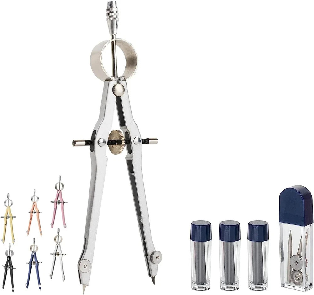 – Professional Compass for Geometry, Extra Lead, Metal Compass, Compass, Compass