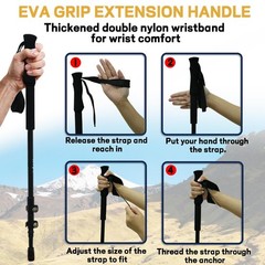 Carbon Fiber Trekking Poles 2 Pcs Ultra Lightweight Telescopic Collapsible Hi…