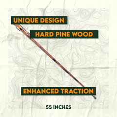 55-Inch Bigfoot Stamped Hard Pine Hiking, Walking, Trekking Stick with Metal Rei
