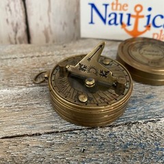 Antique Finish Brass Pocket Sundial Compass w/ Screw On Lid – Nautical Style