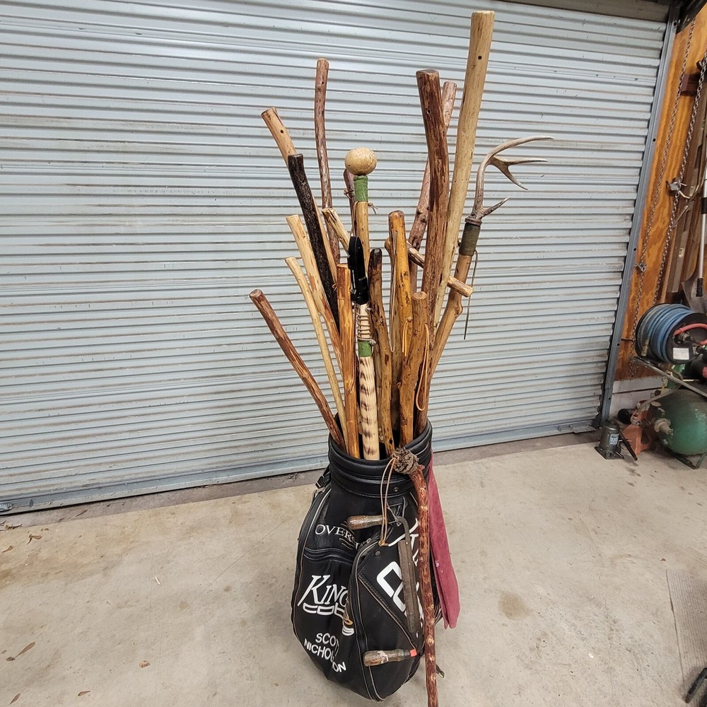 MANY NEW WALKING STICKS HIKING CAMPING STICKS CEDAR PINE EACH ONE CUSTOM MADE