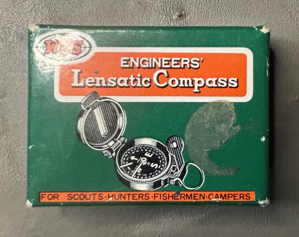 Vintage W.F.S Engineers’ Lensatic Compass For Scouts Hunters Fisherman Campers
