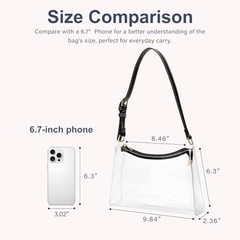 Clear Bag for Stadium Events, Clear Purse Shoulder Bag for Women Medium A-black