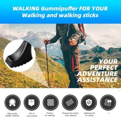 6 Pack Hiking Walking Sticks Rubber Tips, Replacement Tips Protectors for Tre.