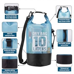 Dry Bag Waterproof for Men Women, 10L Lightweight Roll Top Dry Bag Dark blue