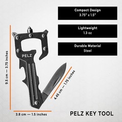 PELZ Mini Pocket Knife Tool SILVER – Compact Stainless Steel Keychain Mult
