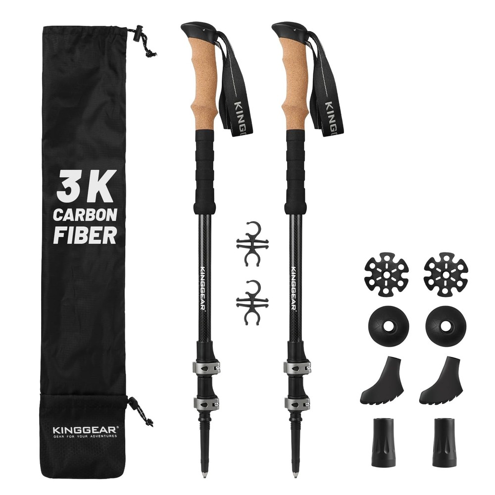 TPC-3K 100% Carbon Fiber Trekking Poles for Hiking – Ultralight Collapsible H…