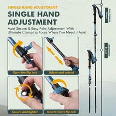 TR-Z Collapsible Trekking Poles, 7075 Aircraft Aluminum Lightweight Adjustabl…