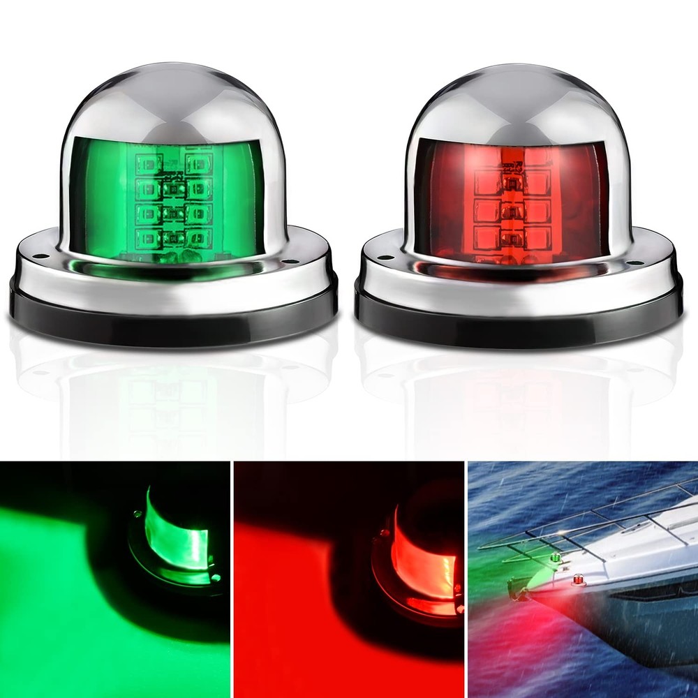 Boat Navigation Lights Marine LED Red Green Port Starboard Bow 2PCS 8LED (75