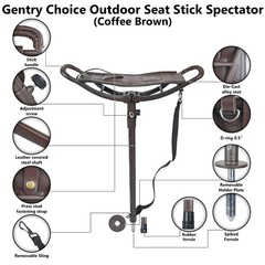 Outdoor Shooting Stick Spectator Adjustable Leather Walking Stick Fishing Stool