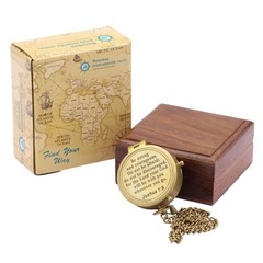 Be Strong And Courageous Engraved Compass Baptism Communion Gift for Boys