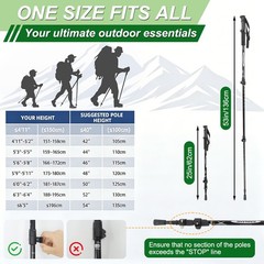 Pair of 2 Trekking Poles Walking Hiking Sticks Anti-shock Adjustable Alpenstock