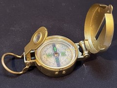Vintage 1980s Engineer Portable Outdoor Compass – Golden Color