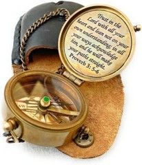 Engraved Compass With Leather For Men, Trust in The Lord Halloween Christmas