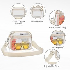 Clear Bag for Stadium Events Clear Sports Fan Handbags Purses Medium Creamy
