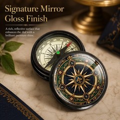 Personalized brass pocket compass, leather case, antique nautical gift engraved