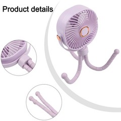 Stroller Fan Portable 8000mAh Battery 4 Speed Settings 360 Degree Rotating Head