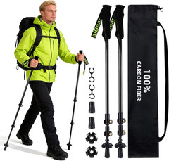 Carbon Fiber Trekking Poles, Ultra Strong Lightweight Collapsible Hiking Poles w