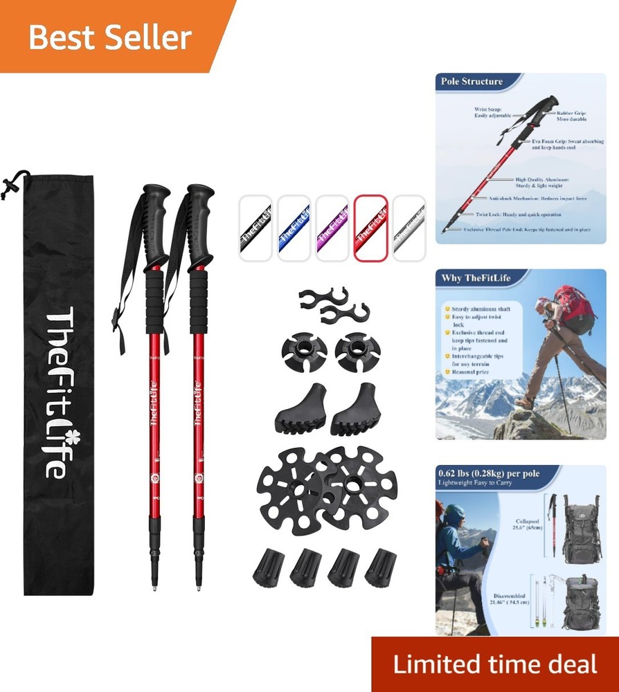 Stylish Ultralight Nordic Walking Sticks – 2-Count with Quick Lock and Carry Kit