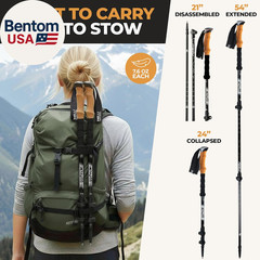 Carbon Fiber Trekking Poles – Lightweight Collapsible Hiking Poles with Cork Gri