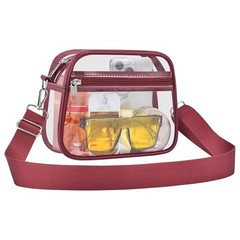 Clear Bag for Stadium Events Clear Sports Fan Handbags Purses Small Rose Red