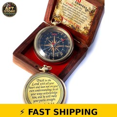 Trust in The Lord Engraved Compass with Wooden Box – Gift for All Occasions