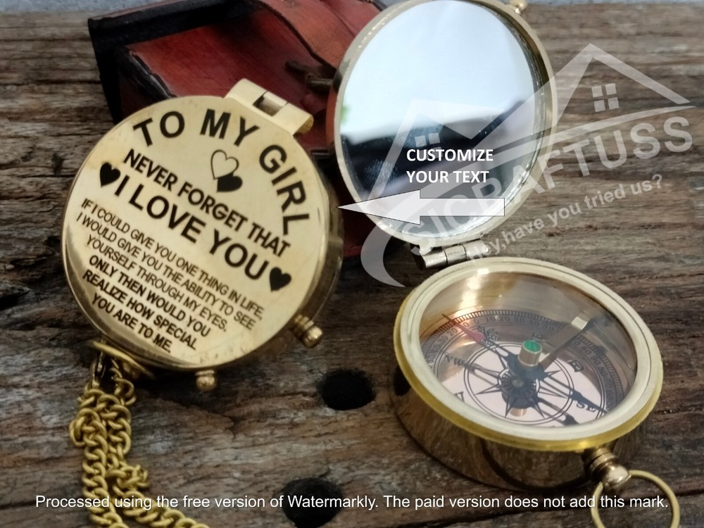 To My Girl Brass Compass -Personalized Engraved Compas-Gift For Every Occassions