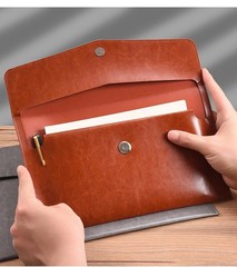 PU Leather A5 File Folder Document Holder A5 Envelope Folder with Black&brown