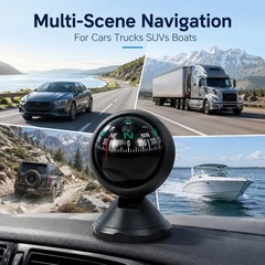 Small Car Dashboard Compass with Adjustable Base – Accurate Navigation Tool for