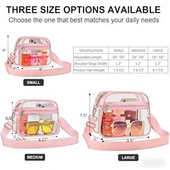 Clear Bag for Stadium Events Clear Sports Fan Handbags Purses with Small Pink