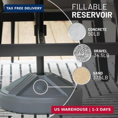 US Weight Durable 50 Pound Fillable Umbrella Base Designed to be Used with a Pat
