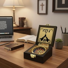 Lord’s Path Compass – 2.3″ Inch Diameter, 0.55″ Thick, Shiny Gold