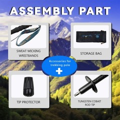 OK HEALING 5-Section Folding 3K Carbon Fiber Trekking Poles Hiking Walking Stick