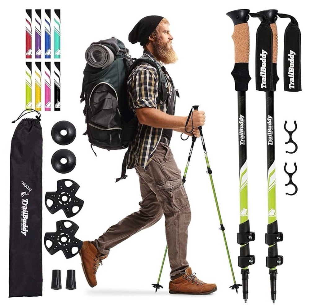TrailBuddy Trekking Poles – Adjustable Hiking for Snowshoe & Backpacking Gear
