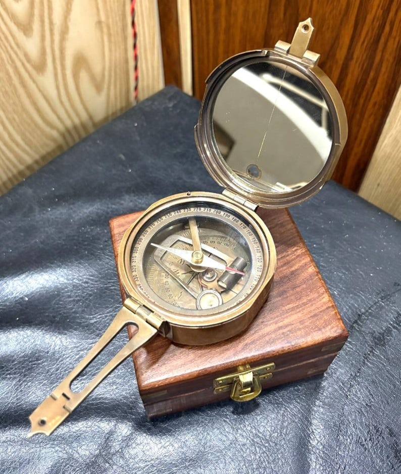 Antique Vintage Brass Solid Kelvin & Hughes 1917 Brunton Compass Handmade gift