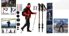Stylish Brown Trekking Poles with Anti-Shedding Lock & Reinforced Strap – 2 Pack