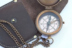 Engravable Brass Compass Nautical Antique Vintage Pocket Gift 2″ With Case