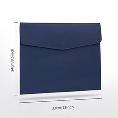 A4 Document Holder, PU Leather File Folder, File Organizer Filing Blue