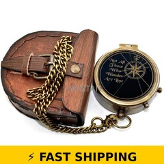 Kiristan Vintage Brass Compass with Leather Case – Inspirational Gift