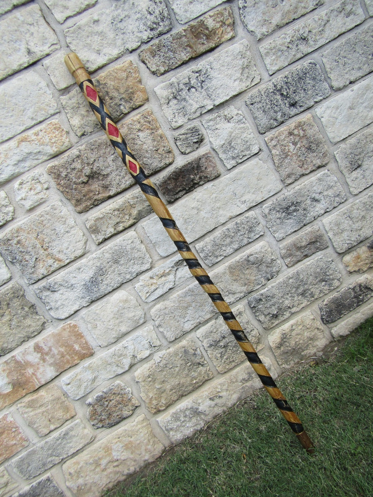 WALKING HIKING STICK STAFF WOODEN WILLOW HAND MADE IN USA TEXAS 57.75″ 3lb 13oz